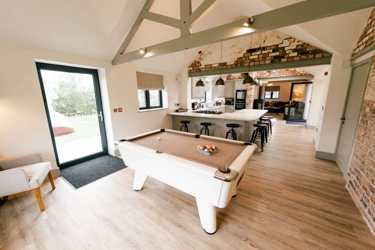 Hollies Barn Holiday Let Cheshire Open plan from pool end